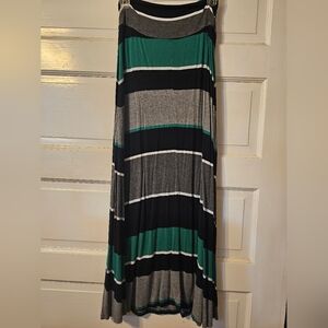 Striped Black and Green Women's Skirt MED